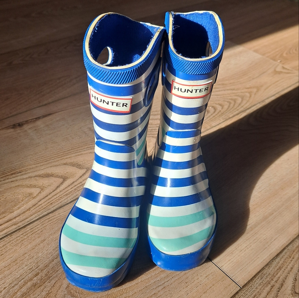Hunter kids 7 striped rain boots